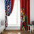 United States And Tonga Window Curtain USA Flag Eagle Mix Tongan Coat Of Arms Ngatu Pattern LT14 - Polynesian Pride