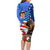 United States And Fiji Family Matching Long Sleeve Bodycon Dress and Hawaiian Shirt USA Flag Eagle Mix Fijian Coat Of Arms Tapa Pattern LT14 - Polynesian Pride