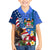 United States And Fiji Family Matching Off Shoulder Long Sleeve Dress and Hawaiian Shirt USA Flag Eagle Mix Fijian Coat Of Arms Tapa Pattern LT14 Son's Shirt Blue - Polynesian Pride