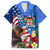 United States And Fiji Family Matching Short Sleeve Bodycon Dress and Hawaiian Shirt USA Flag Eagle Mix Fijian Coat Of Arms Tapa Pattern LT14 Dad's Shirt - Short Sleeve Blue - Polynesian Pride