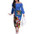 United States And Fiji Off The Shoulder Long Sleeve Dress USA Flag Eagle Mix Fijian Coat Of Arms Tapa Pattern LT14 Women Blue - Polynesian Pride