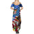 United States And Fiji Summer Maxi Dress USA Flag Eagle Mix Fijian Coat Of Arms Tapa Pattern LT14 - Polynesian Pride