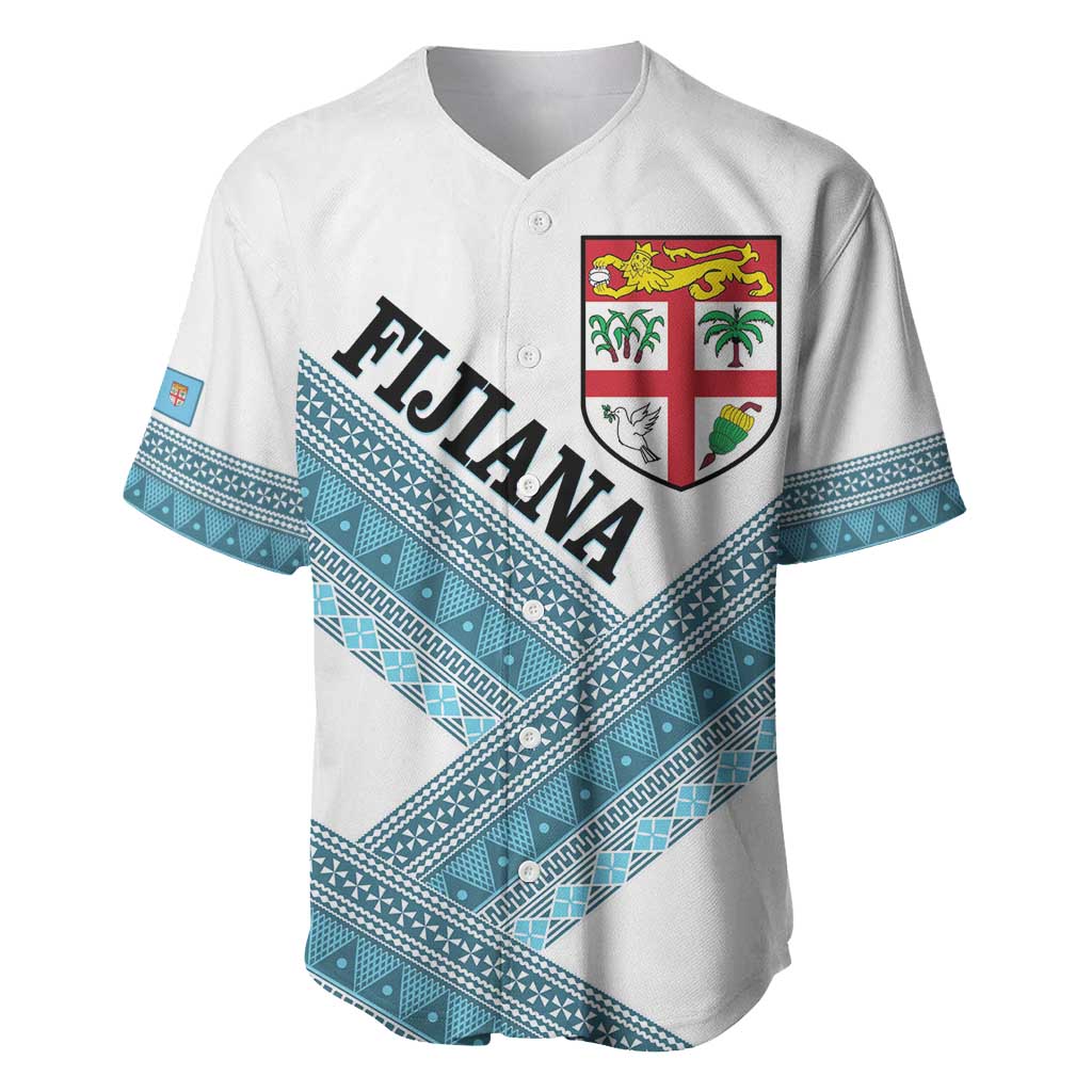 Custom Fiji Tapa Rugby 2025 Baseball Jersey Go Champions Fijiana LT14 White - Polynesian Pride