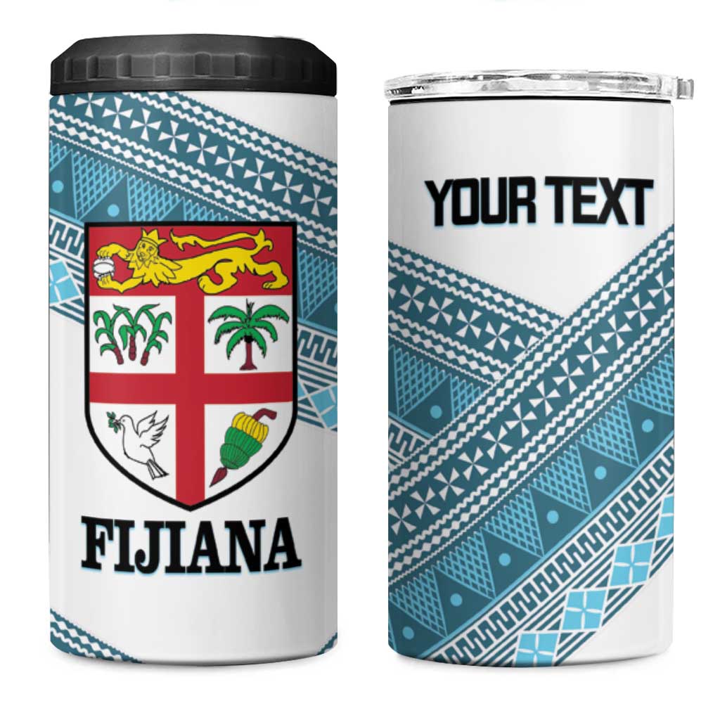 Custom Fiji Tapa Rugby 2025 4 in 1 Can Cooler Tumbler Go Champions Fijiana