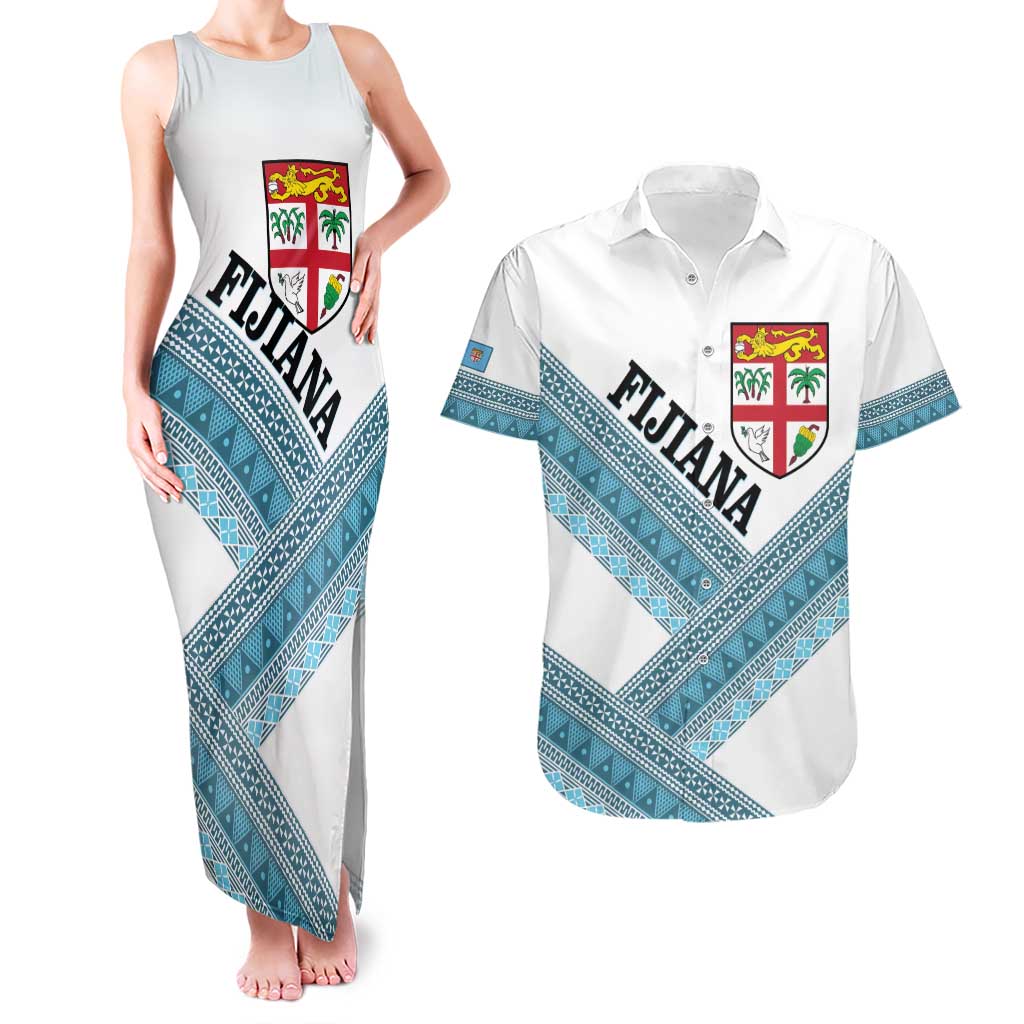 Custom Fiji Tapa Rugby 2025 Couples Matching Tank Maxi Dress and Hawaiian Shirt Go Champions Fijiana