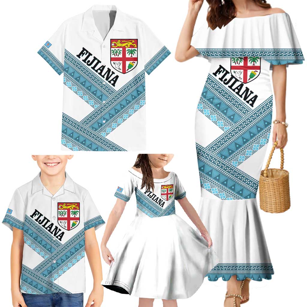 Custom Fiji Tapa Rugby 2025 Family Matching Mermaid Dress and Hawaiian Shirt Go Champions Fijiana