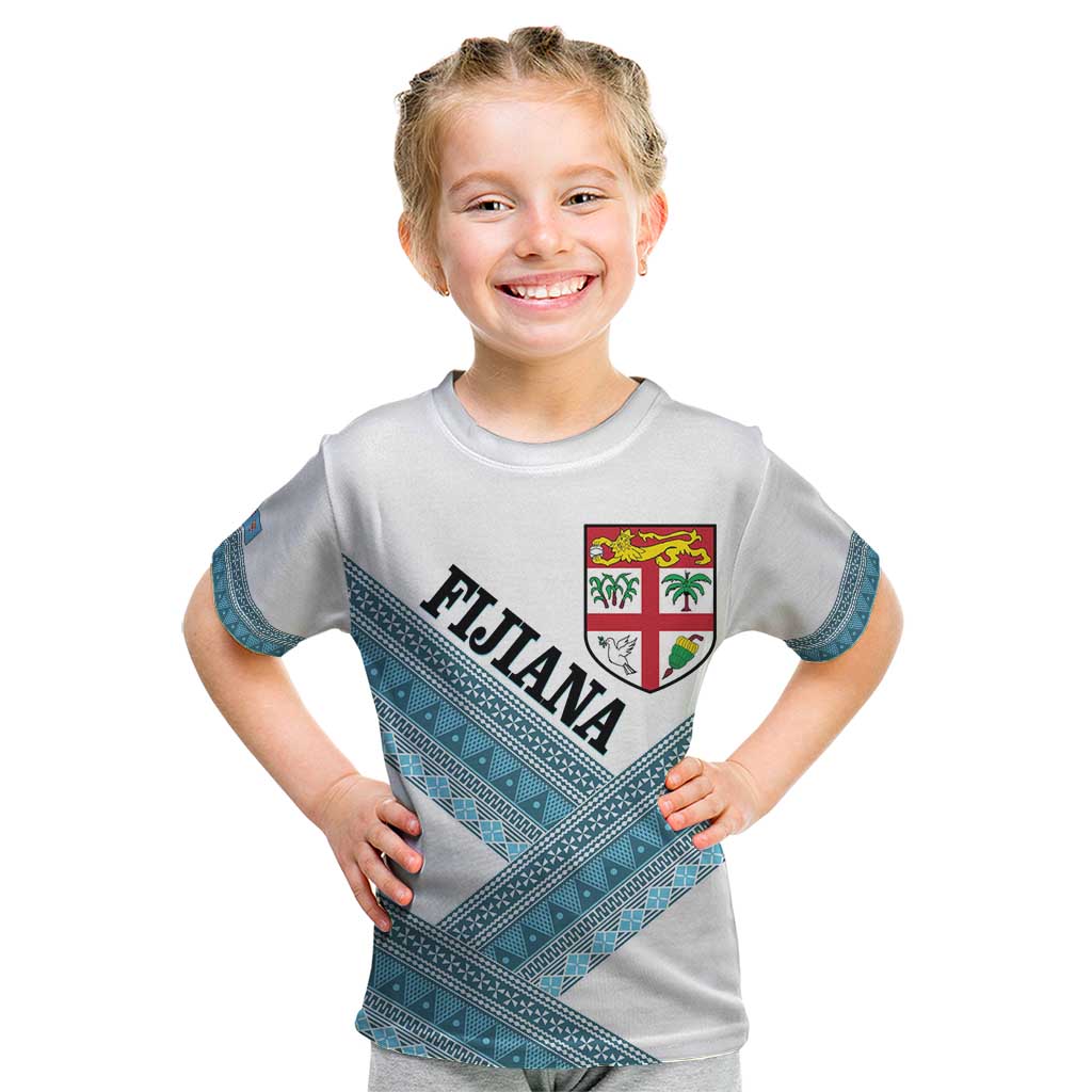 Custom Fiji Tapa Rugby 2025 Kid T Shirt Go Champions Fijiana