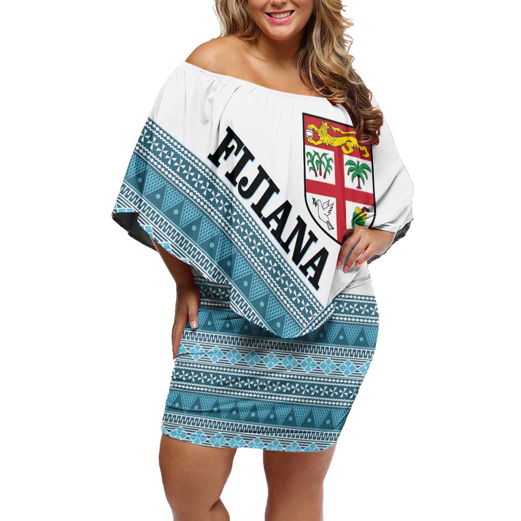 Custom Fiji Tapa Rugby 2025 Off Shoulder Short Dress Go Champions Fijiana