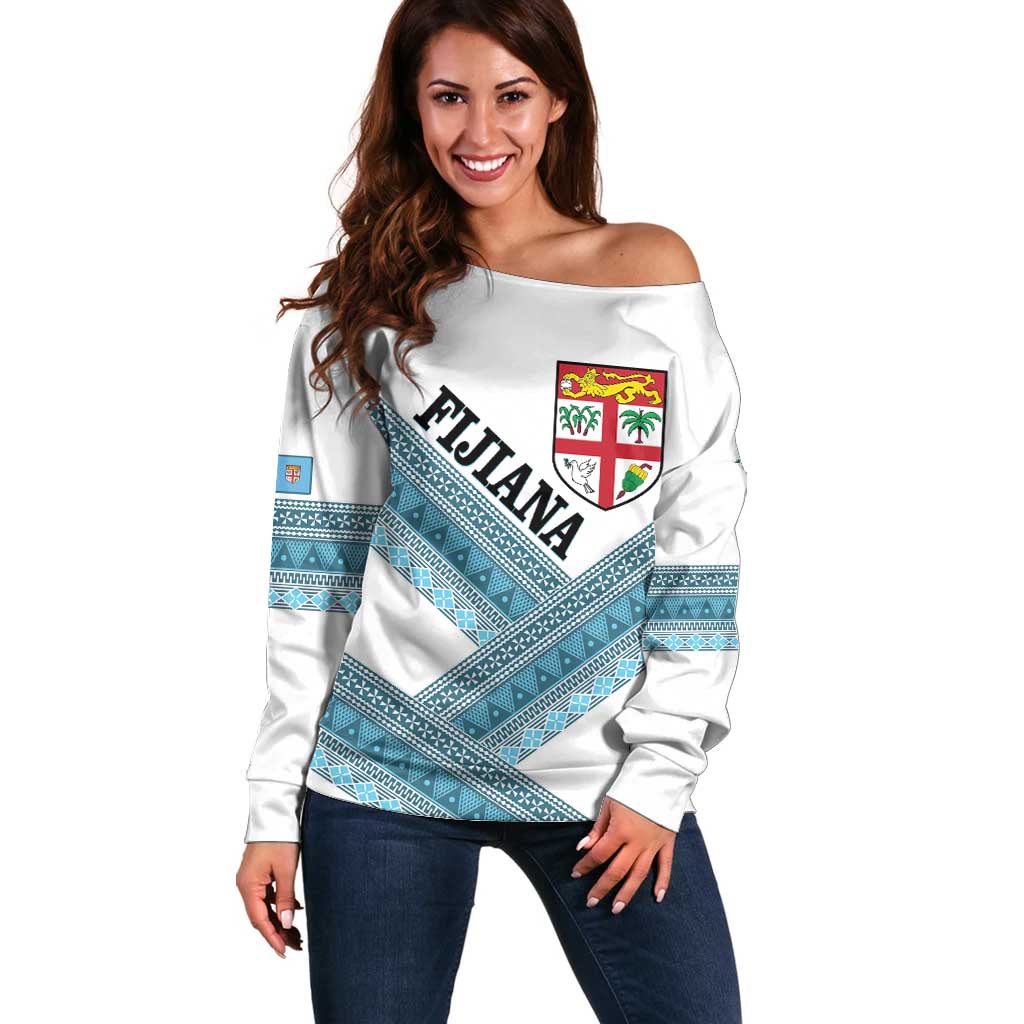 Custom Fiji Tapa Rugby 2025 Off Shoulder Sweater Go Champions Fijiana