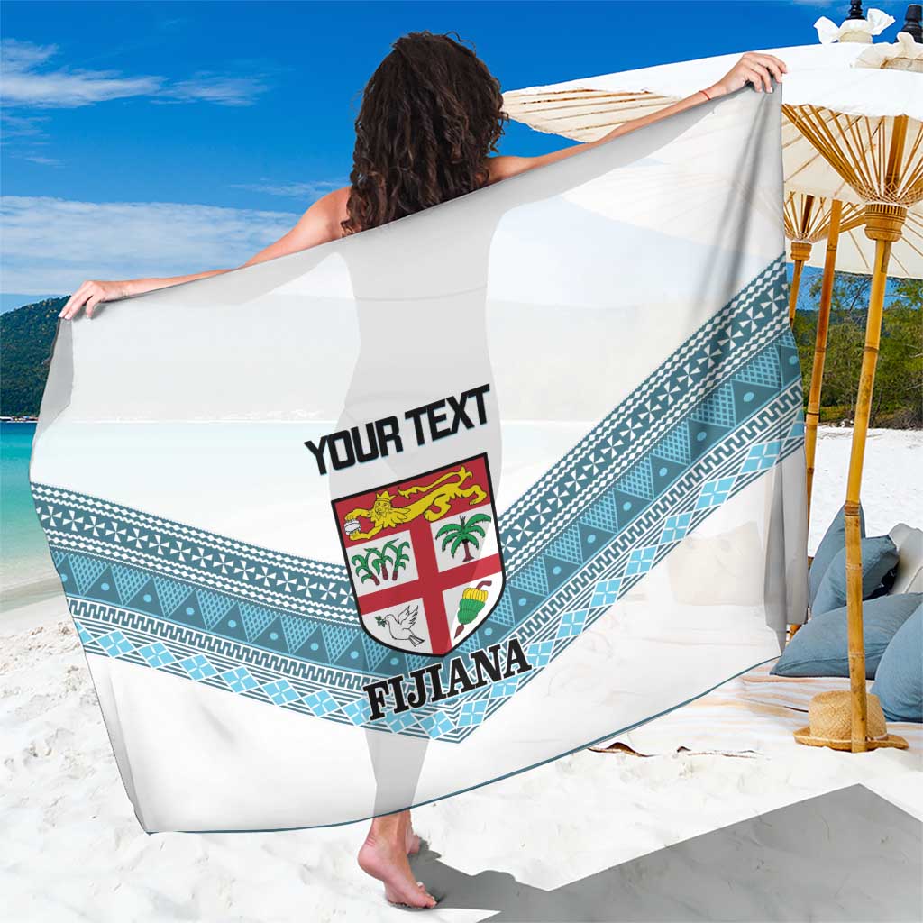 Custom Fiji Tapa Rugby 2025 Sarong Go Champions Fijiana LT14 One Size 44 x 66 inches White - Polynesian Pride