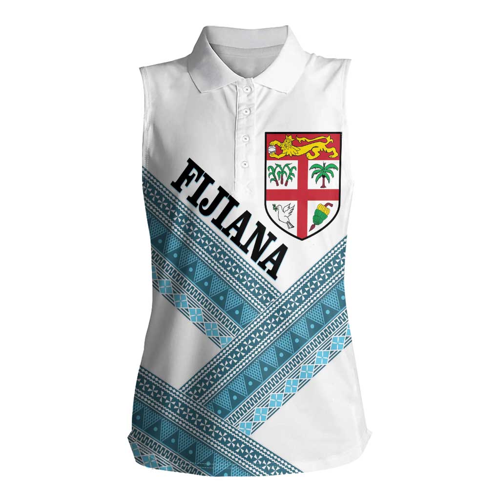 Custom Fiji Tapa Rugby 2025 Women Sleeveless Polo Shirt Go Champions Fijiana