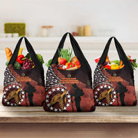 Cook Islands ANZAC Day Grocery Bag Poppies With Sea Turtle LT14 3-pack One Size Red - Polynesian Pride