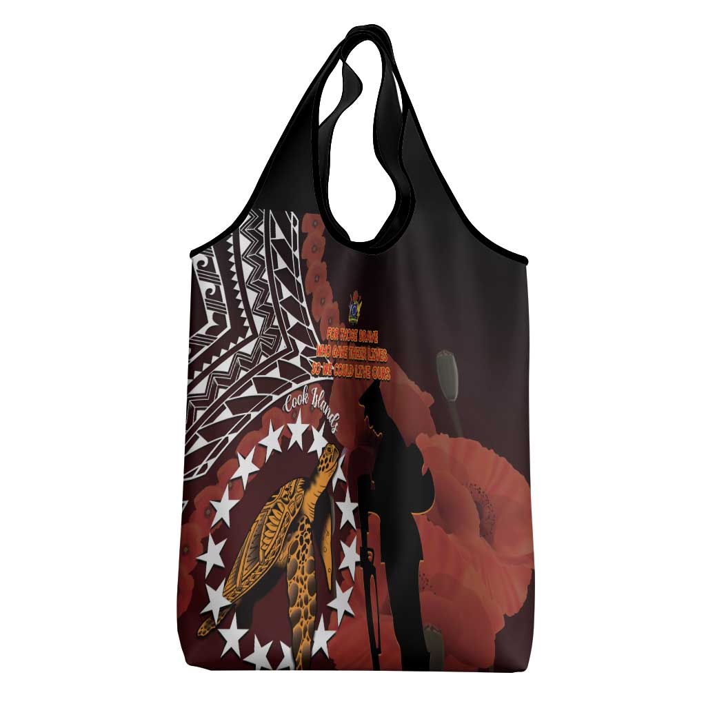 Cook Islands ANZAC Day Grocery Bag Poppies With Sea Turtle LT14 - Polynesian Pride