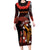 Cook Islands ANZAC Day Long Sleeve Bodycon Dress Poppies With Sea Turtle LT14 Long Dress Red - Polynesian Pride