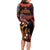 Cook Islands ANZAC Day Long Sleeve Bodycon Dress Poppies With Sea Turtle LT14 - Polynesian Pride