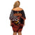 Cook Islands ANZAC Day Off Shoulder Short Dress Poppies With Sea Turtle LT14 - Polynesian Pride