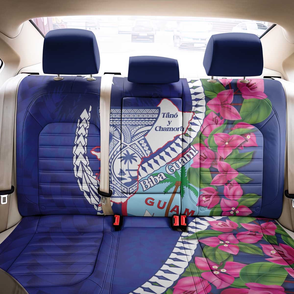 Biba Guam Liberation Day Back Car Seat Cover Tano y Chamoru Latte Stone Blue LT14 - Polynesian Pride