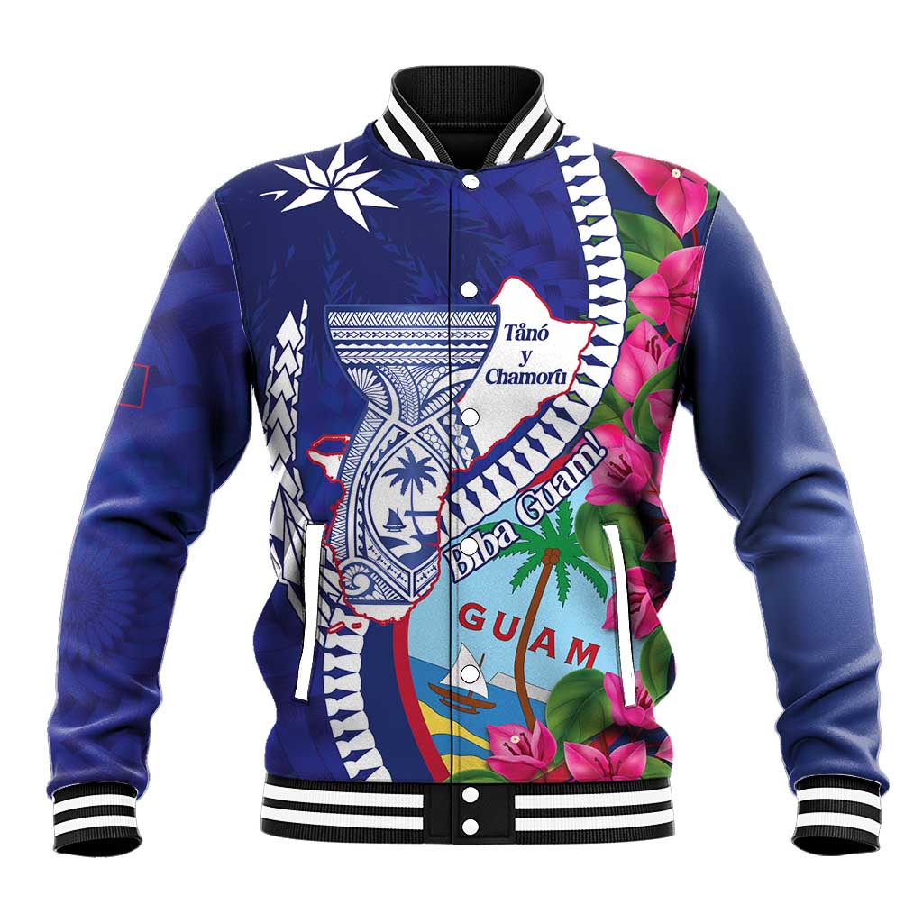 Biba Guam Liberation Day Baseball Jacket Tano y Chamoru Latte Stone Blue LT14 Unisex Blue - Polynesian Pride