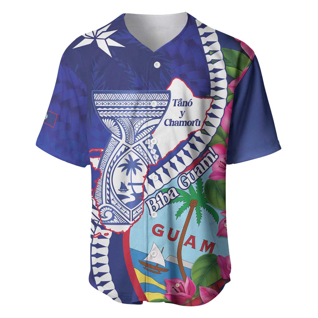 Biba Guam Liberation Day Baseball Jersey Tano y Chamoru Latte Stone Blue LT14 Blue - Polynesian Pride