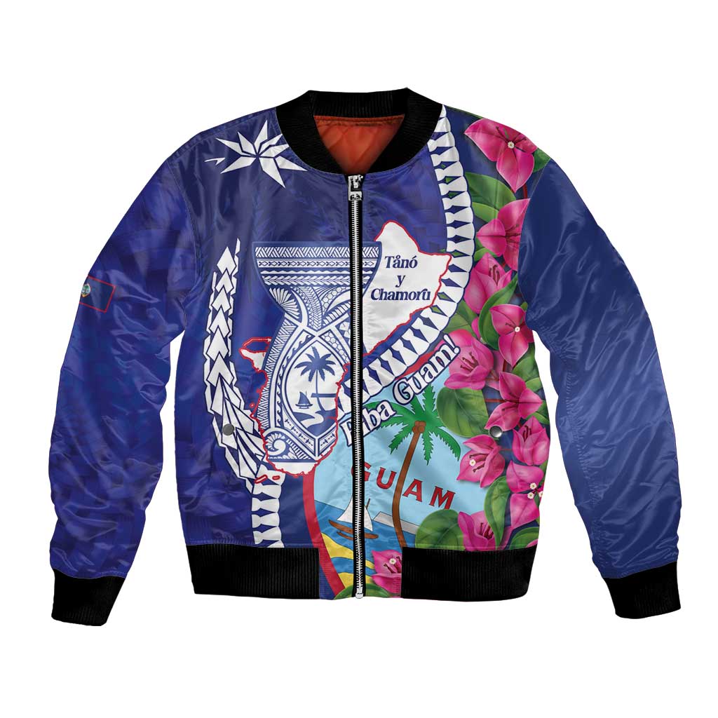 Biba Guam Liberation Day Bomber Jacket Tano y Chamoru Latte Stone Blue LT14 Unisex Blue - Polynesian Pride