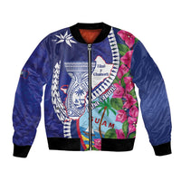 Biba Guam Liberation Day Bomber Jacket Tano y Chamoru Latte Stone Blue LT14 Unisex Blue - Polynesian Pride