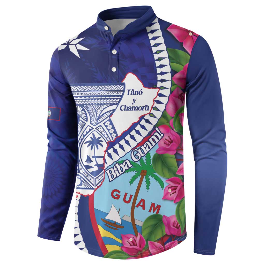 Biba Guam Liberation Day Button Sweatshirt Tano y Chamoru Latte Stone Blue LT14 - Polynesian Pride
