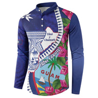 Biba Guam Liberation Day Button Sweatshirt Tano y Chamoru Latte Stone Blue LT14 - Polynesian Pride