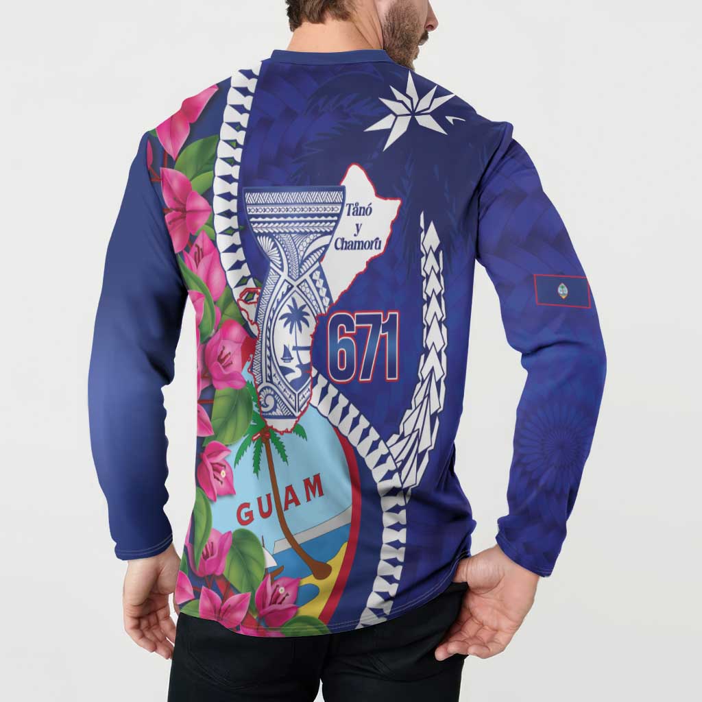 Biba Guam Liberation Day Button Sweatshirt Tano y Chamoru Latte Stone Blue LT14 - Polynesian Pride
