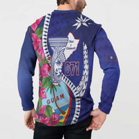 Biba Guam Liberation Day Button Sweatshirt Tano y Chamoru Latte Stone Blue LT14 - Polynesian Pride