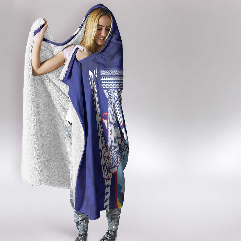 Biba Guam Liberation Day Hooded Blanket Tano y Chamoru Latte Stone Blue LT14 - Polynesian Pride