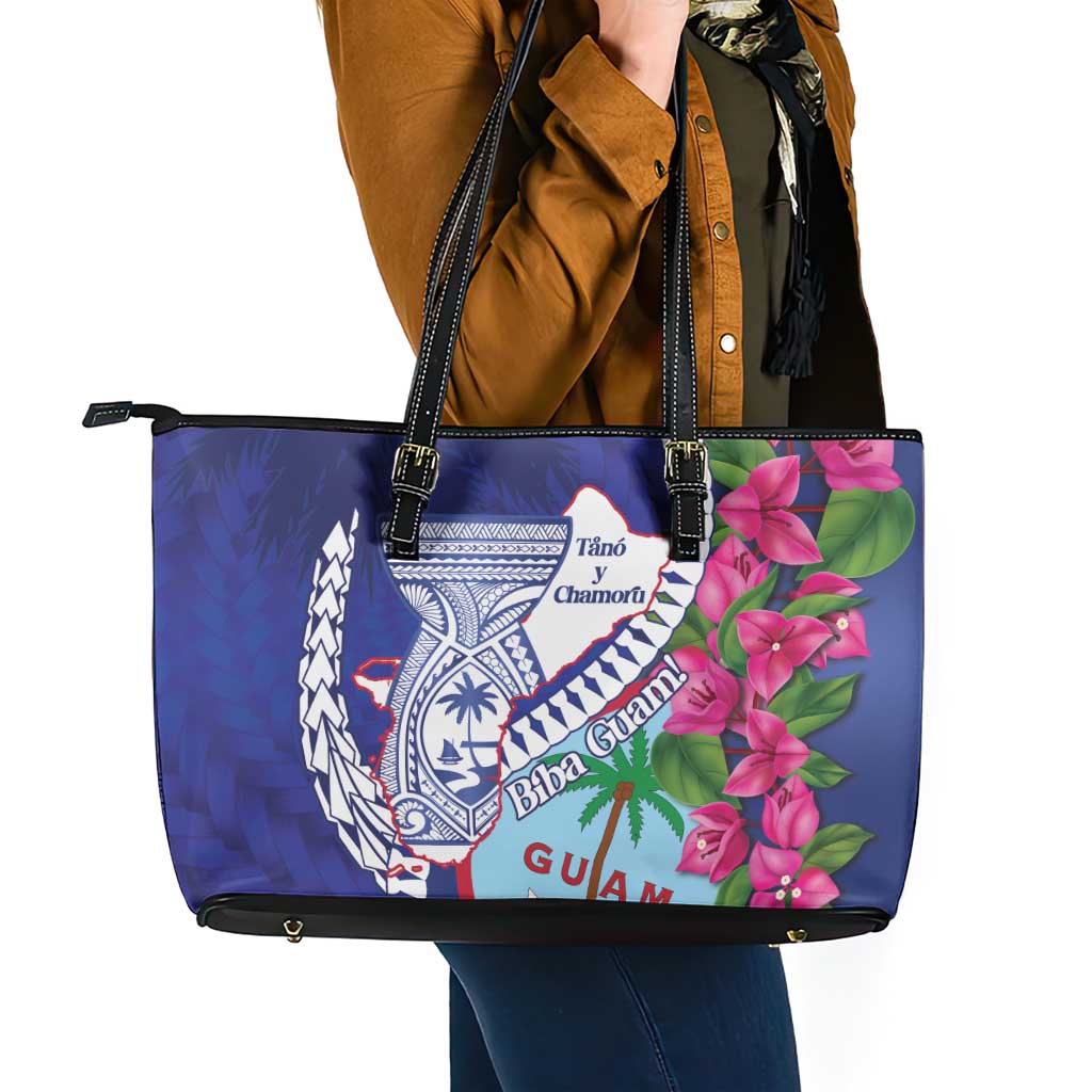 Biba Guam Liberation Day Leather Tote Bag Tano y Chamoru Latte Stone Blue LT14 - Polynesian Pride