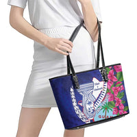 Biba Guam Liberation Day Leather Tote Bag Tano y Chamoru Latte Stone Blue LT14 - Polynesian Pride