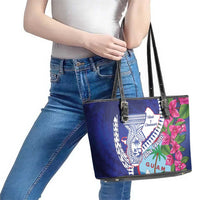 Biba Guam Liberation Day Leather Tote Bag Tano y Chamoru Latte Stone Blue LT14 - Polynesian Pride