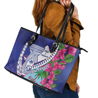 Biba Guam Liberation Day Leather Tote Bag Tano y Chamoru Latte Stone Blue LT14 - Polynesian Pride