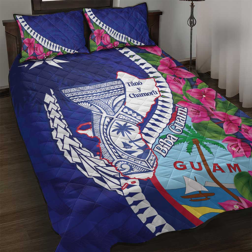 Biba Guam Liberation Day Quilt Bed Set Tano y Chamoru Latte Stone Blue LT14 Blue - Polynesian Pride