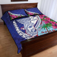 Biba Guam Liberation Day Quilt Bed Set Tano y Chamoru Latte Stone Blue LT14 - Polynesian Pride