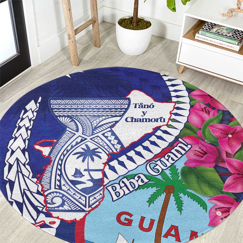 Biba Guam Liberation Day Round Carpet Tano y Chamoru Latte Stone Blue LT14 Blue - Polynesian Pride