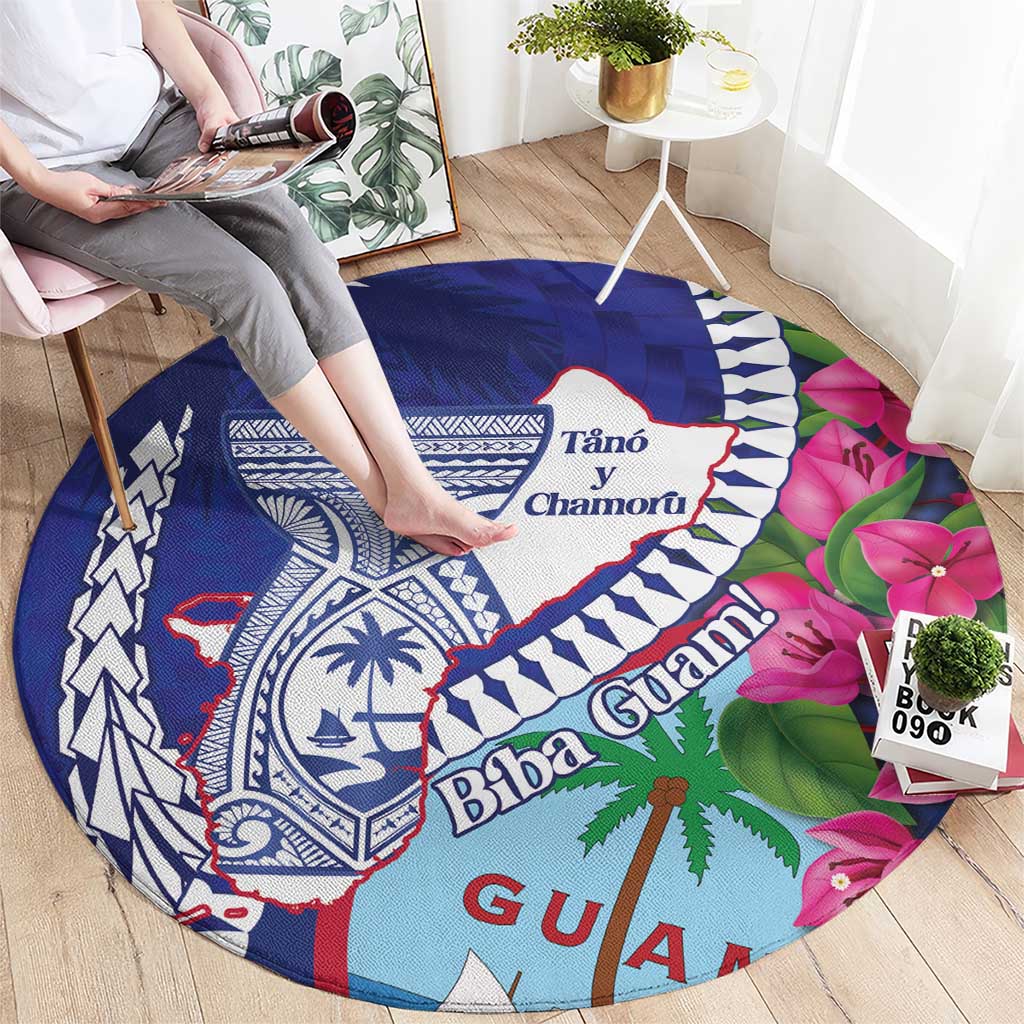 Biba Guam Liberation Day Round Carpet Tano y Chamoru Latte Stone Blue LT14 - Polynesian Pride