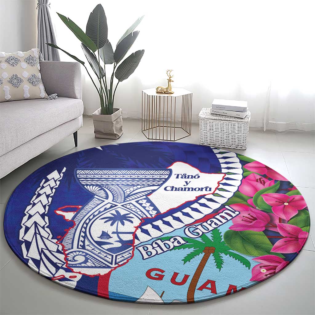 Biba Guam Liberation Day Round Carpet Tano y Chamoru Latte Stone Blue LT14 - Polynesian Pride