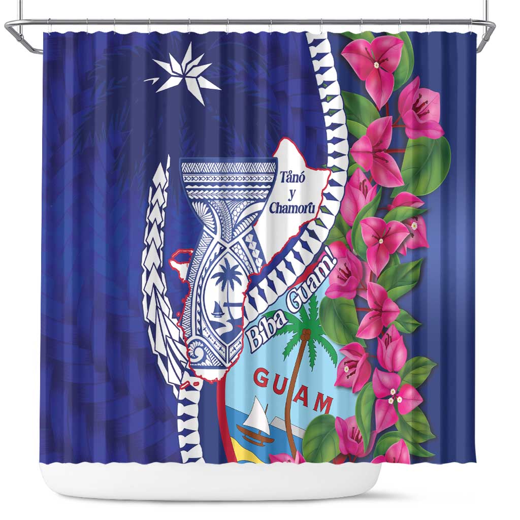 Biba Guam Liberation Day Shower Curtain Tano y Chamoru Latte Stone Blue LT14 Blue - Polynesian Pride
