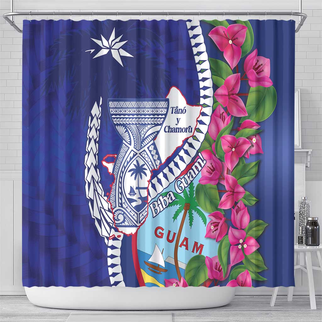 Biba Guam Liberation Day Shower Curtain Tano y Chamoru Latte Stone Blue LT14 - Polynesian Pride