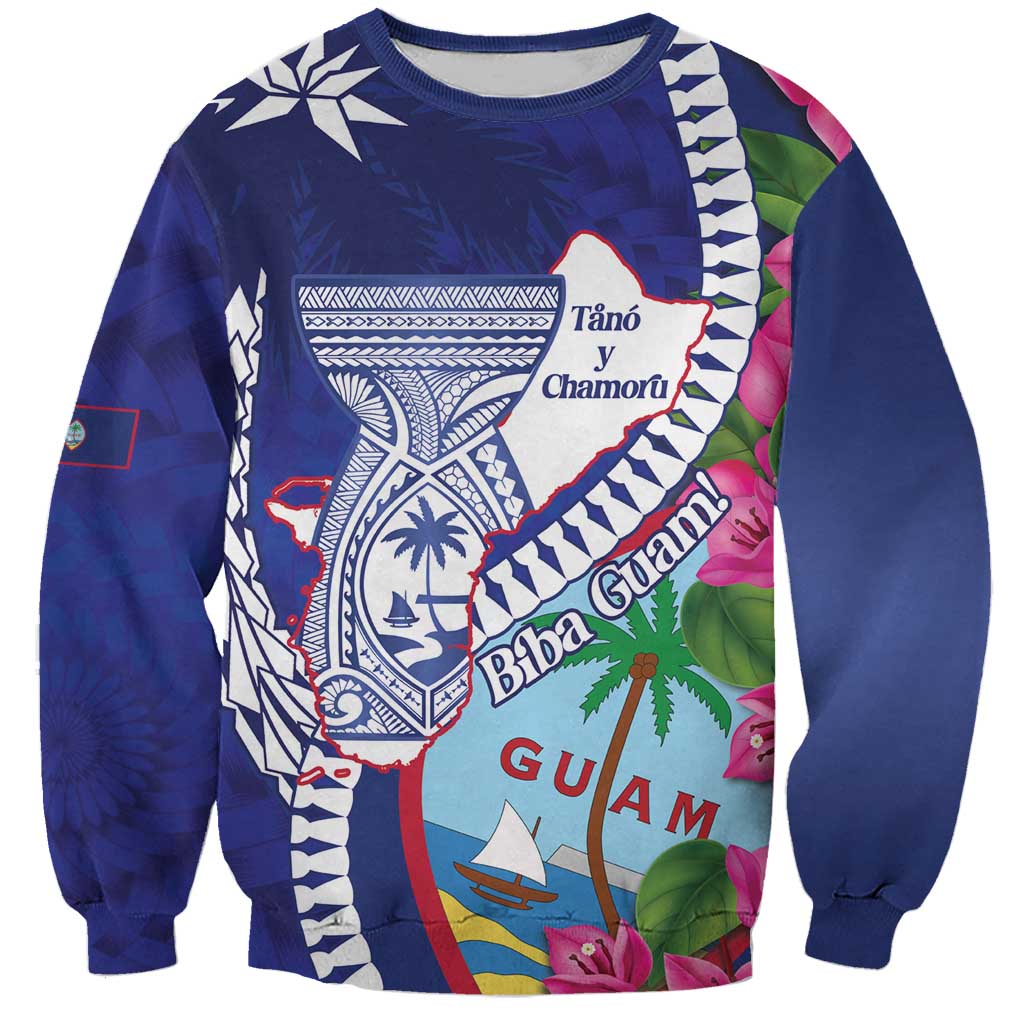 Biba Guam Liberation Day Sweatshirt Tano y Chamoru Latte Stone Blue LT14 Unisex Blue - Polynesian Pride