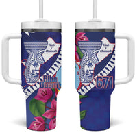 Biba Guam Liberation Day Tumbler With Handle Tano y Chamoru Latte Stone Blue LT14 One Size: 40 oz Blue - Polynesian Pride