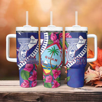 Biba Guam Liberation Day Tumbler With Handle Tano y Chamoru Latte Stone Blue LT14 - Polynesian Pride