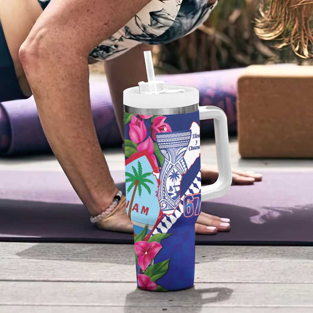 Biba Guam Liberation Day Tumbler With Handle Tano y Chamoru Latte Stone Blue LT14 - Polynesian Pride