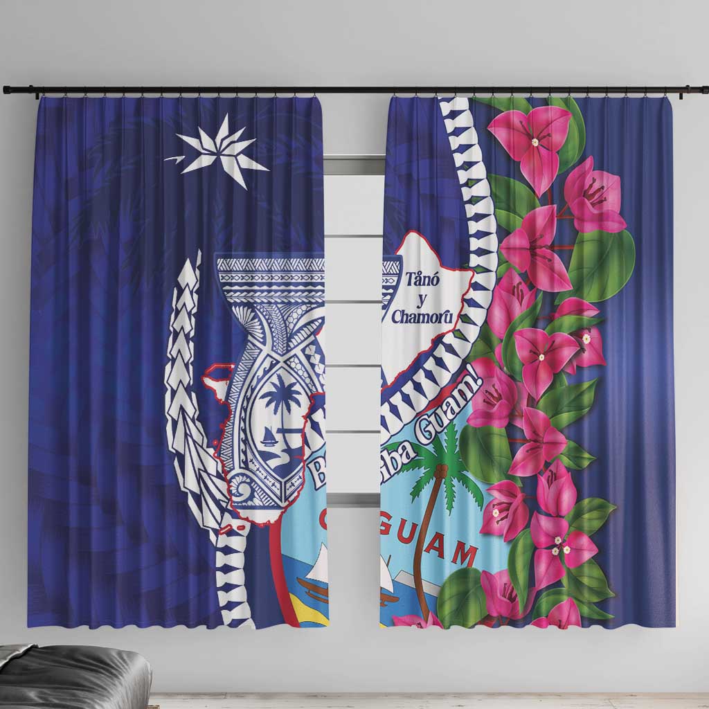 Biba Guam Liberation Day Window Curtain Tano y Chamoru Latte Stone Blue LT14 With Hooks Blue - Polynesian Pride
