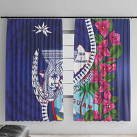 Biba Guam Liberation Day Window Curtain Tano y Chamoru Latte Stone Blue LT14 With Hooks Blue - Polynesian Pride