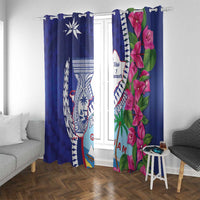 Biba Guam Liberation Day Window Curtain Tano y Chamoru Latte Stone Blue LT14 With Grommets Blue - Polynesian Pride