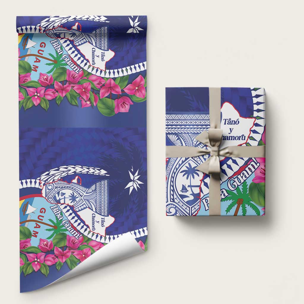 Biba Guam Liberation Day Wrapping Paper Tano y Chamoru Latte Stone Blue LT14 58" × 23" Blue - Polynesian Pride
