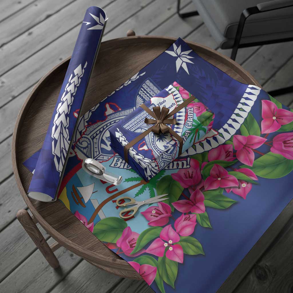 Biba Guam Liberation Day Wrapping Paper Tano y Chamoru Latte Stone Blue LT14 - Polynesian Pride